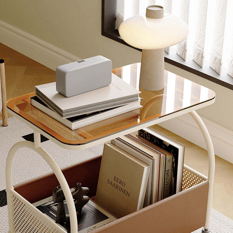 Contemporary Movable Tempered Glass End Table