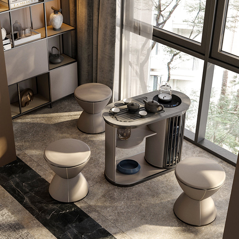 Minimalist Hourglass Leather Steel Stool