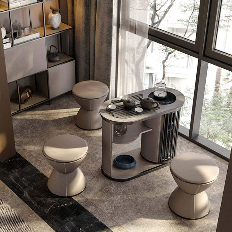 Minimalist Hourglass Leather Steel Stool