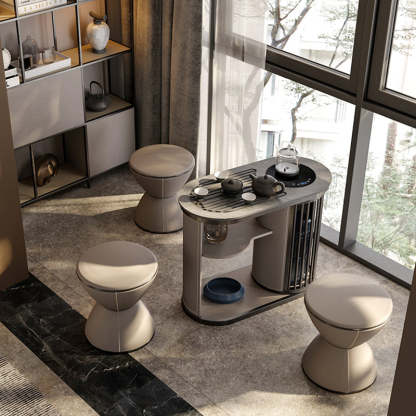 Minimalist Hourglass Leather Steel Stool