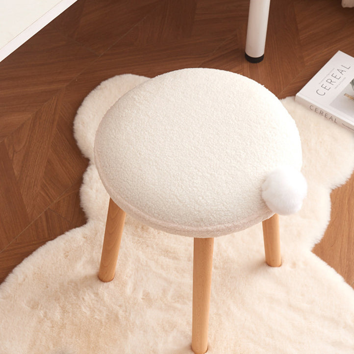 Minimalist Lambswool Wood Vanity Stool