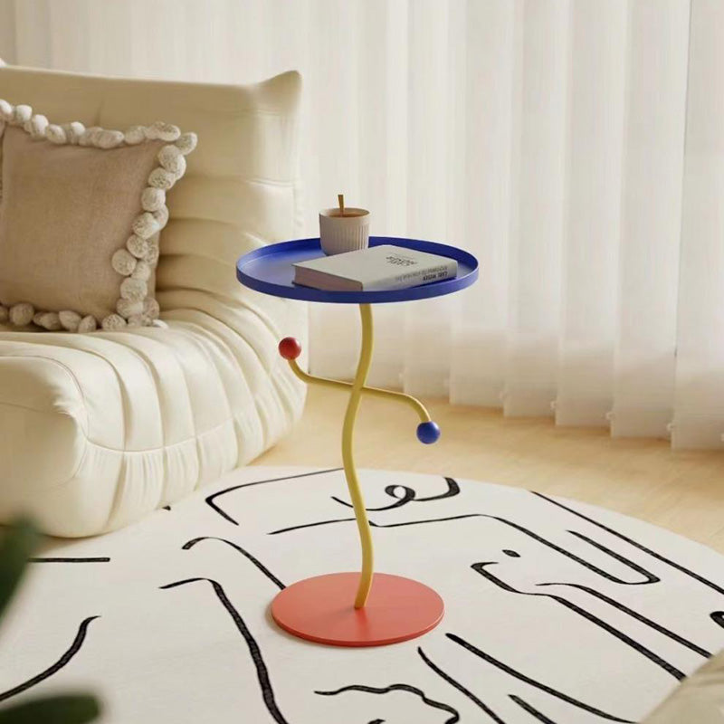 Contemporary Color-Block Iron Tray End Table