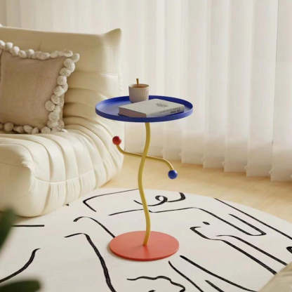 Contemporary Color-Block Iron Tray End Table