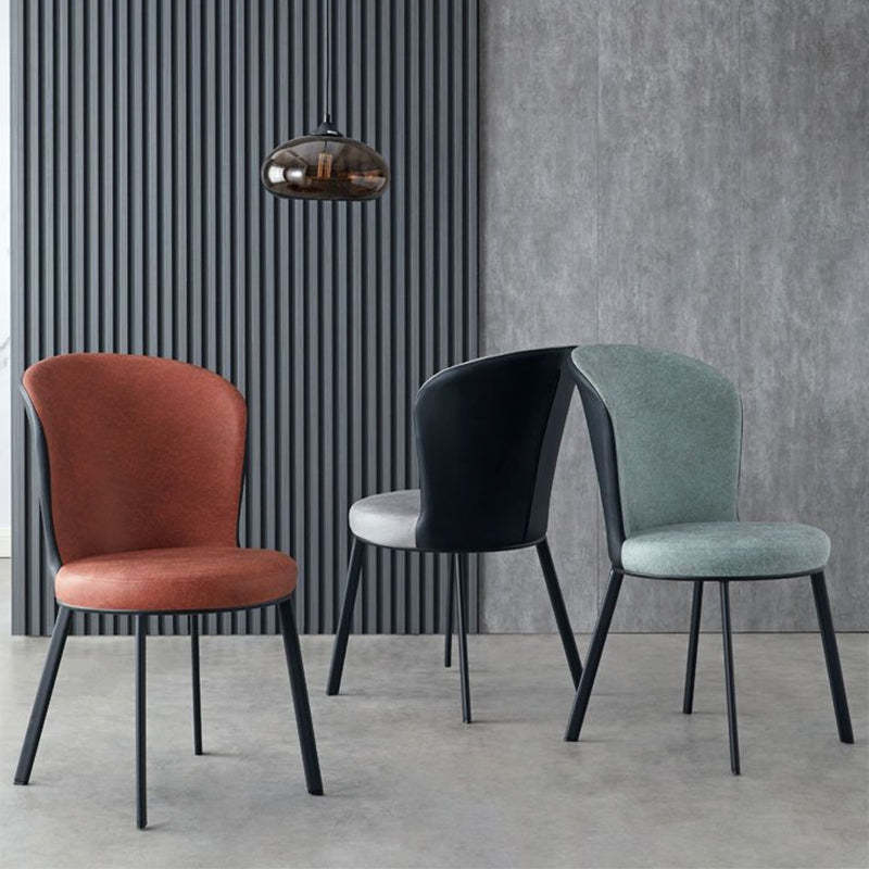 Scandinavian Round Leather Steel Dining Chair