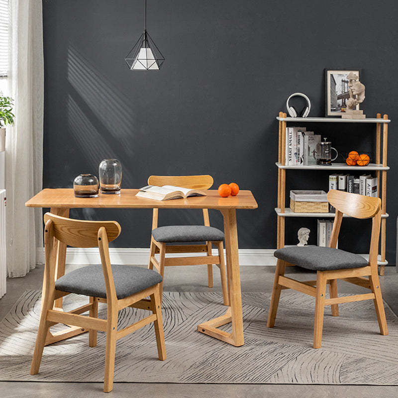 Retro Linen Upholstered Wood Dining Chair
