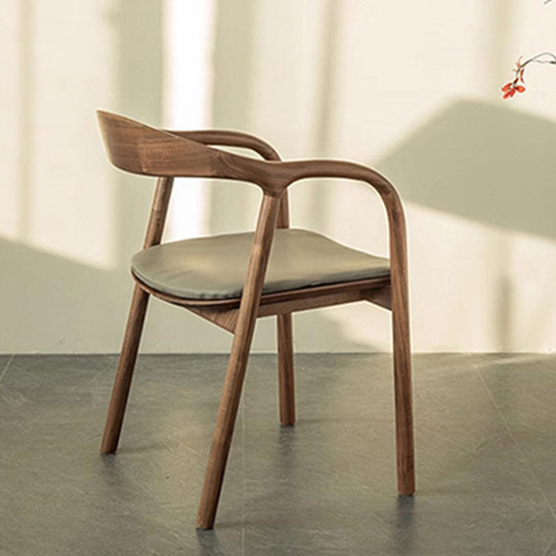 Traditional Chinese Walnut Curved Dining Chair