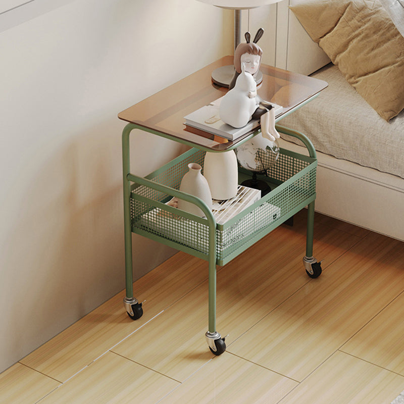 Scandinavian Iron Tempered Glass End Table