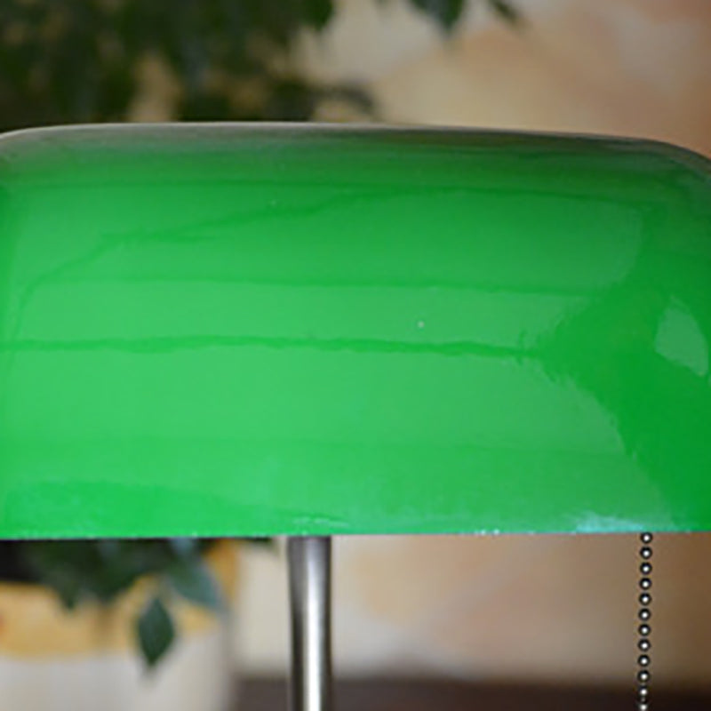 Vintage Green Glass Solid Wood Iron Table Lamp