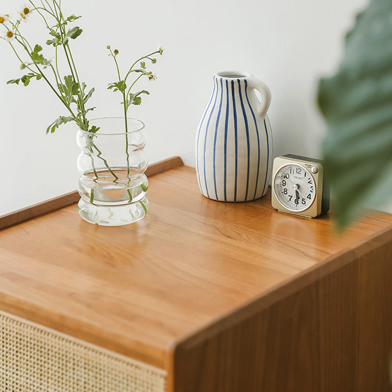 Retro Solid Wood 2-Drawer Nightstand