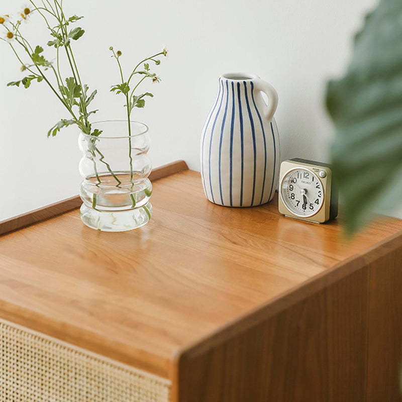 Retro Solid Wood 2-Drawer Nightstand