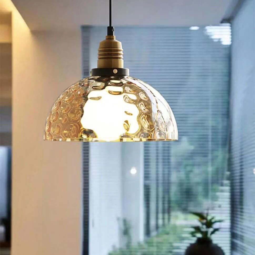 Nordic Vintage Amber Water Glass Dome Pendant