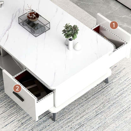Nordic Rectangular Engineered Wood Iron Coffee Table — H