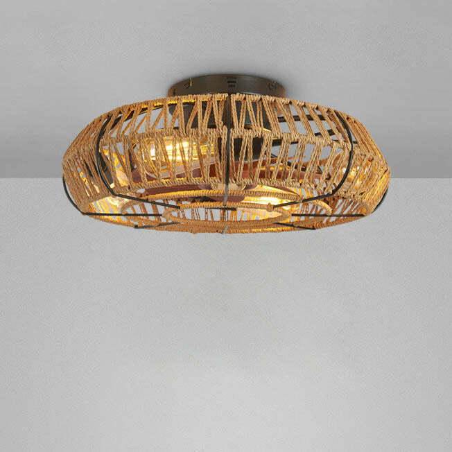 Traditional Rustic Drum Mount Ceiling Fan Light