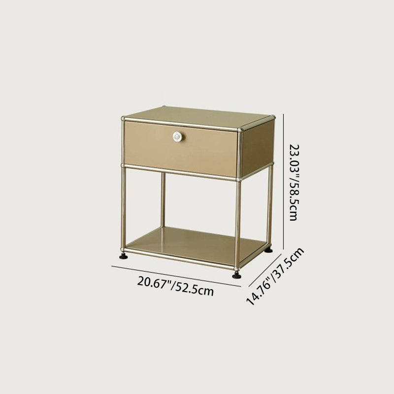 Minimalist Stainless Steel Nightstand 1-Drawer