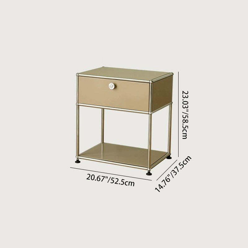 Minimalist Stainless Steel Nightstand 1-Drawer