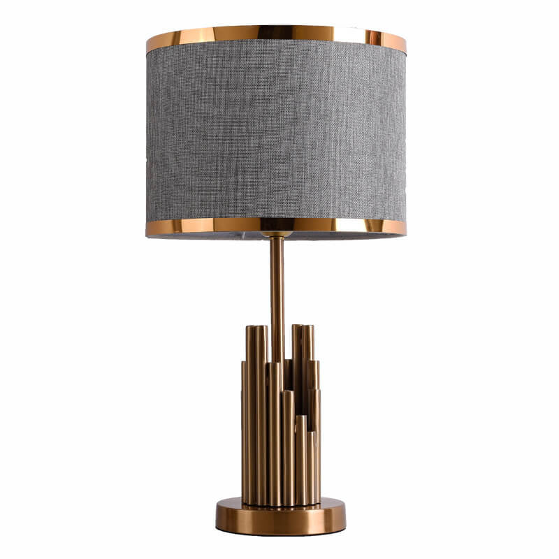 Luxury cylindrical table lamps in fabric — White / 220V-240V (UK/AU)