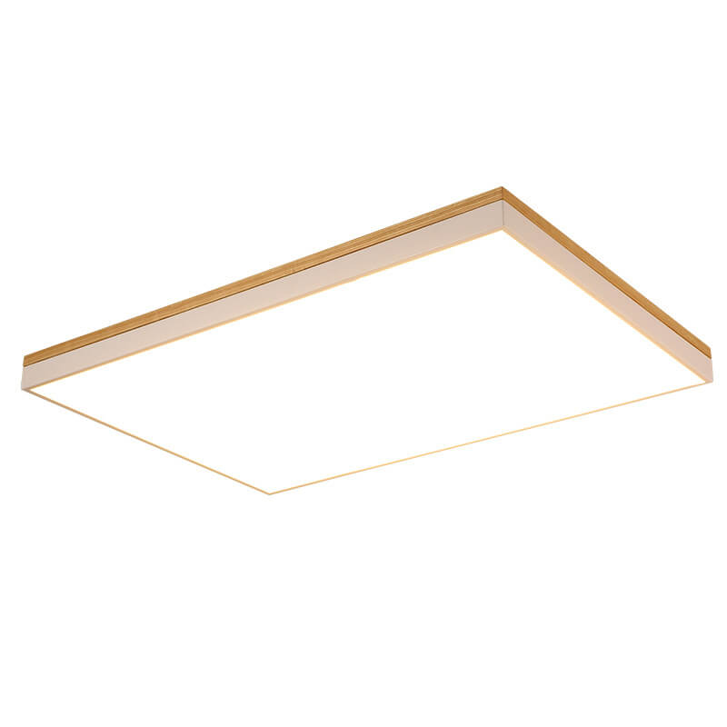 Nordic Solid Wood Square Rectangle LED Flush Ceiling Light