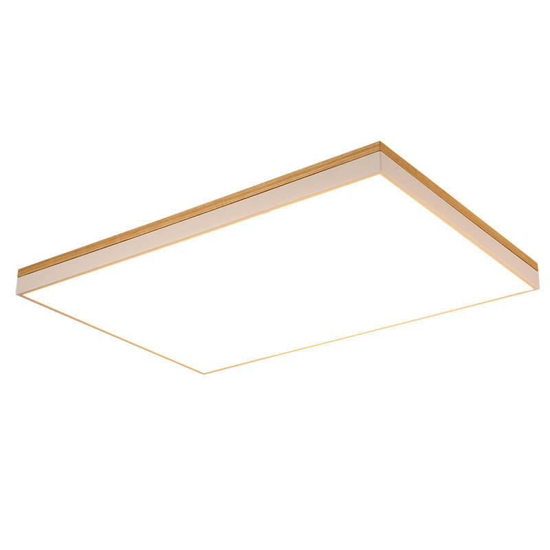 Nordic Solid Wood Square Rectangle LED Flush Ceiling Light
