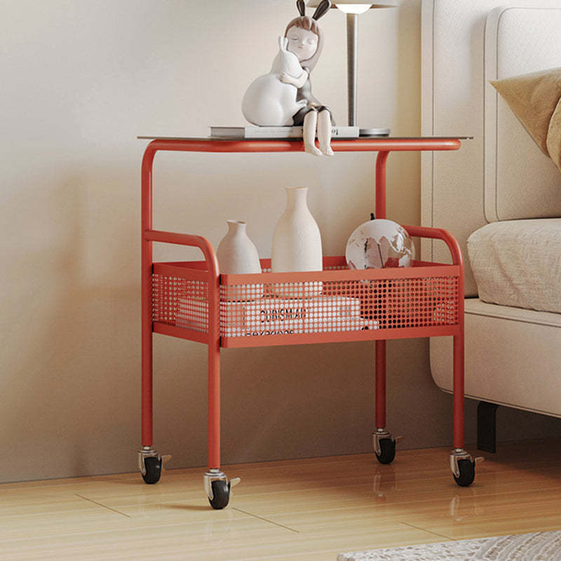 Scandinavian Iron Tempered Glass End Table