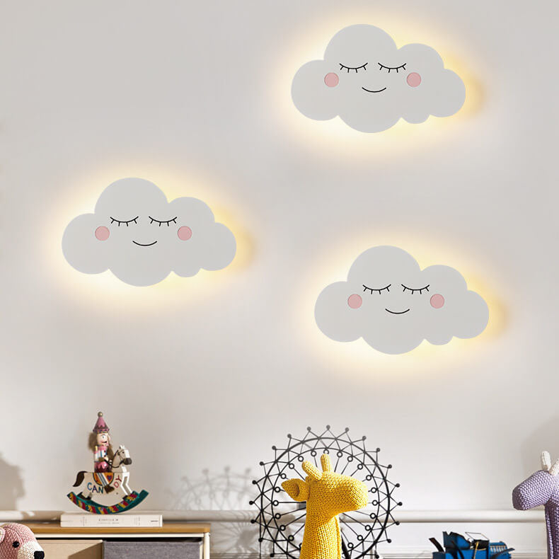 Nordic Cloud Iron Emoji Kids LED Sconce — 3 Colors Changeable (Warm/Neutral/White) / Pink / 220V-240V For UK/AU