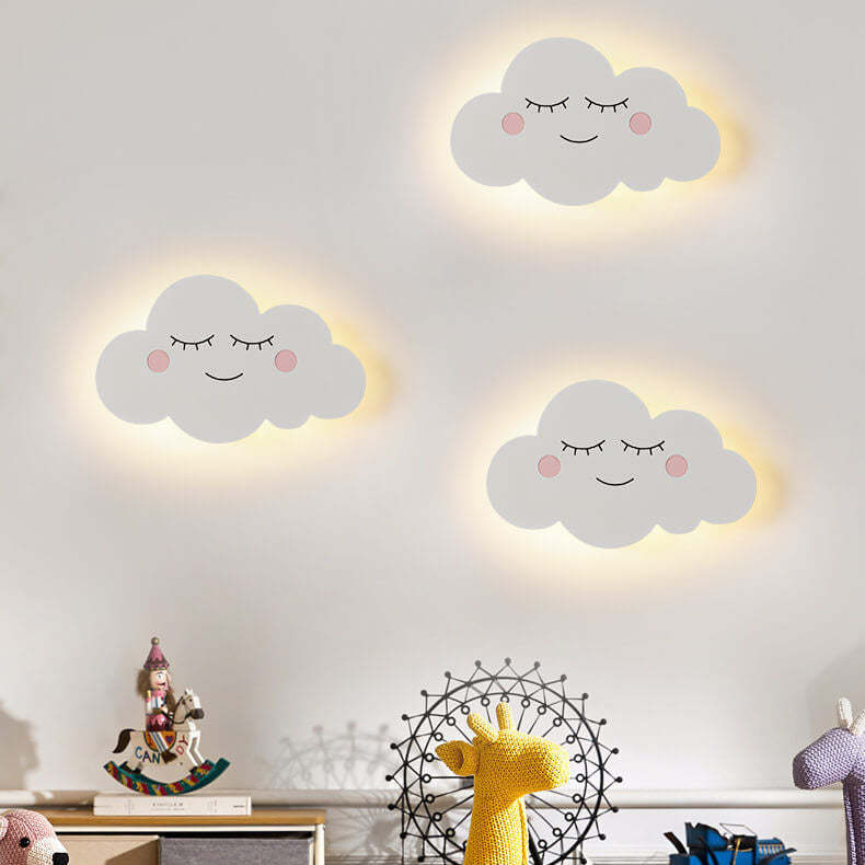 Nordic Cloud Iron Emoji Kids LED Sconce — 3 Colors Changeable (Warm/Neutral/White) / Pink / 220V-240V For UK/AU