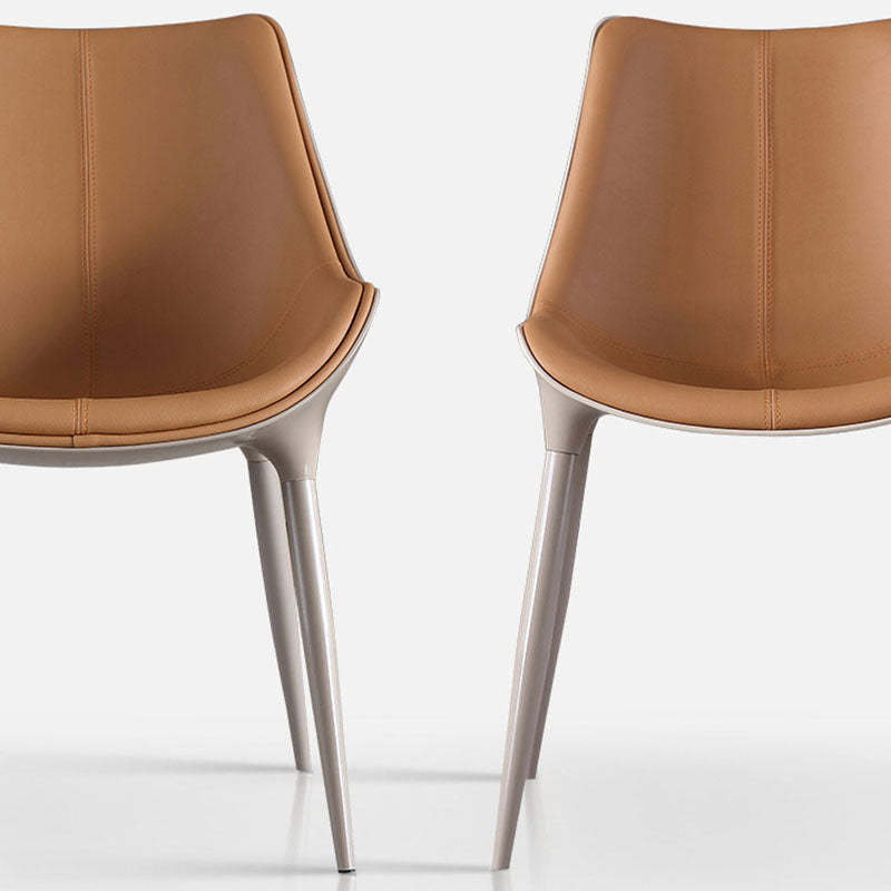 Modern Cowhide Steel Curved Dining Chair