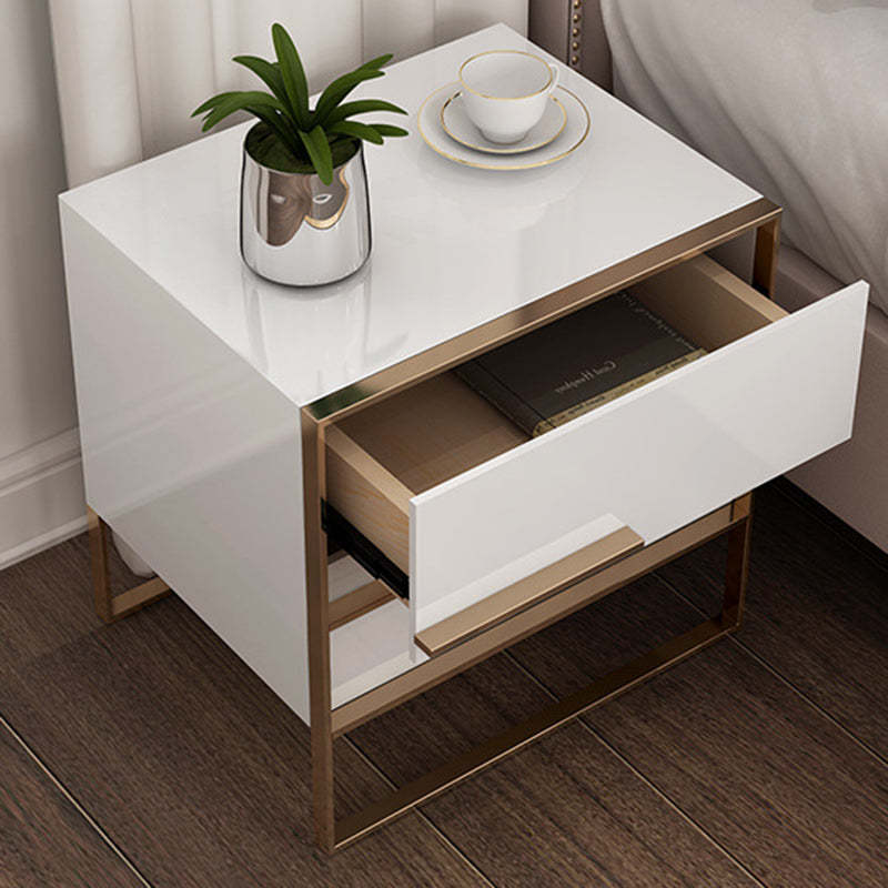 Modern Cubic Solid Wood Steel Nightstand