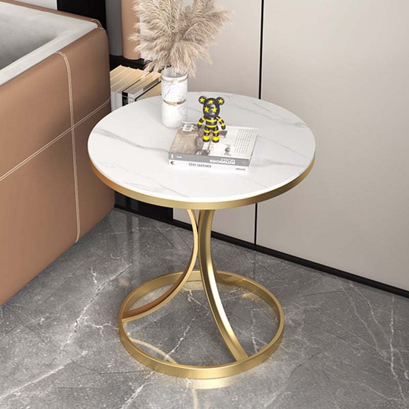 Modern Luxury Rock Slab Steel Coffee Table — Black Tabletop + Gold Frame