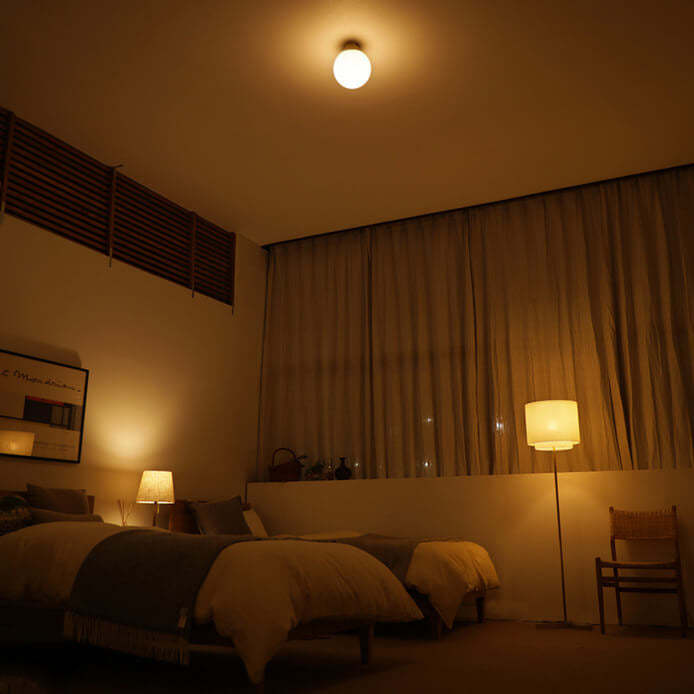 Japanese Round Ball Glass Brass Flush Ceiling Light