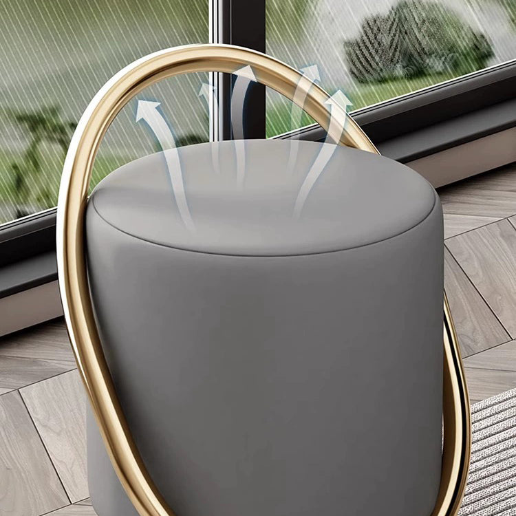 Contemporary Microfiber Leather Cylinder Vanity Stool — A / Gray Seat + Black Frame