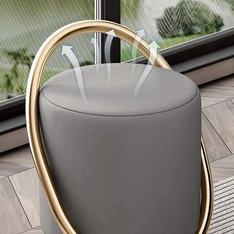Contemporary Microfiber Leather Cylinder Vanity Stool — A / Gray Seat + Black Frame