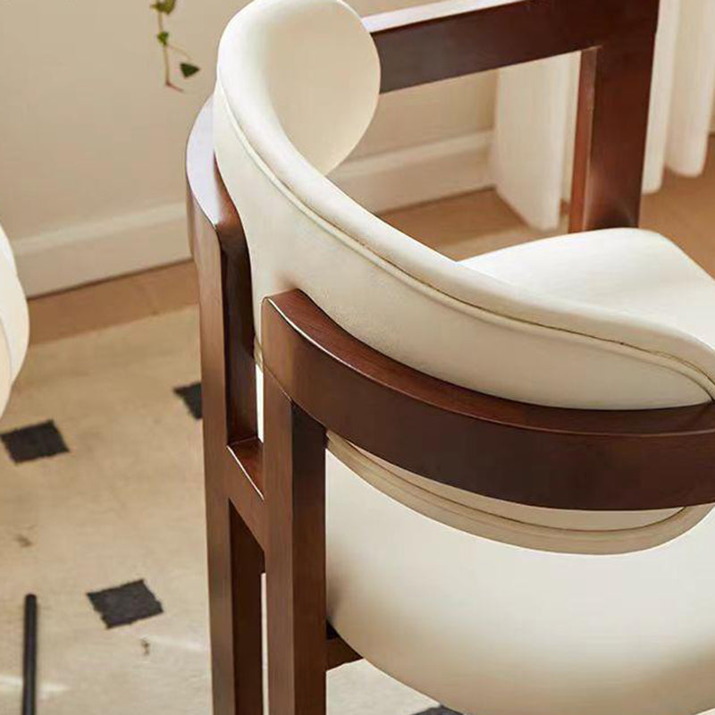 Scandinavian Bent Leather Wood Dining Armchair