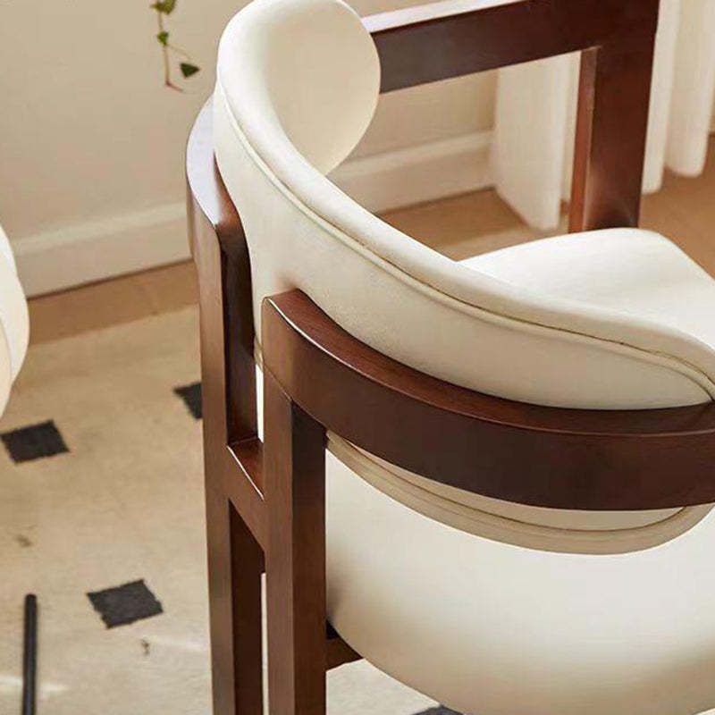 Scandinavian Bent Leather Wood Dining Armchair