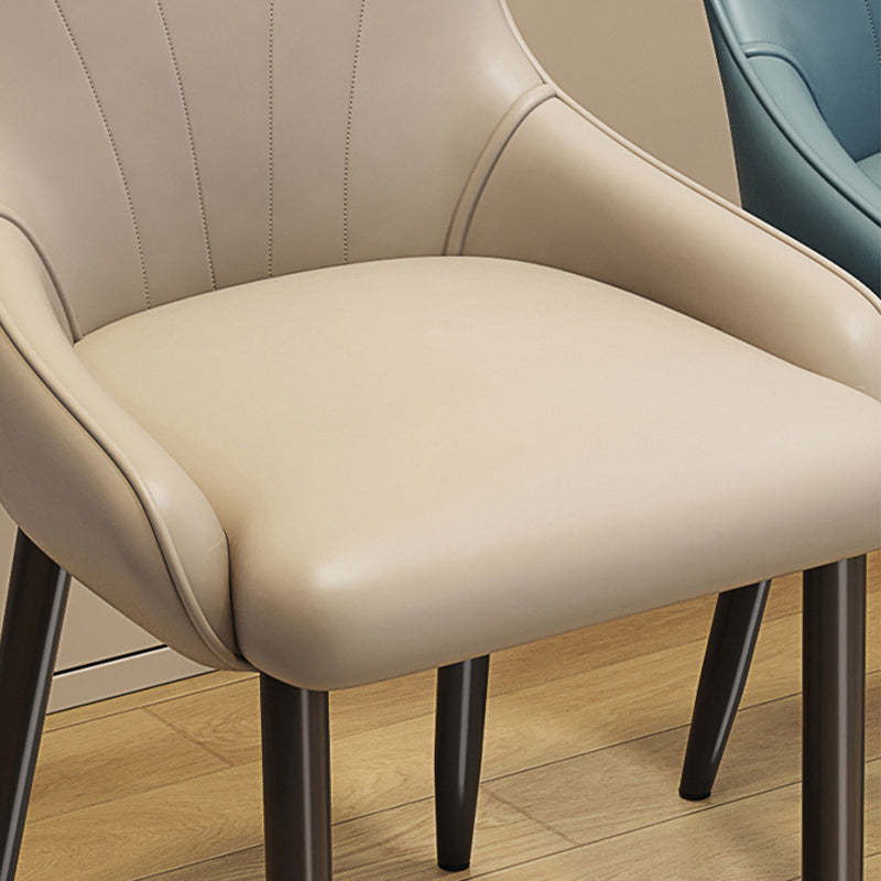 Scandinavian Leather Steel Latex Dining Chair — Latex / Light Gray