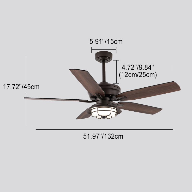Industrial Wood Blade Ceiling Fan Light