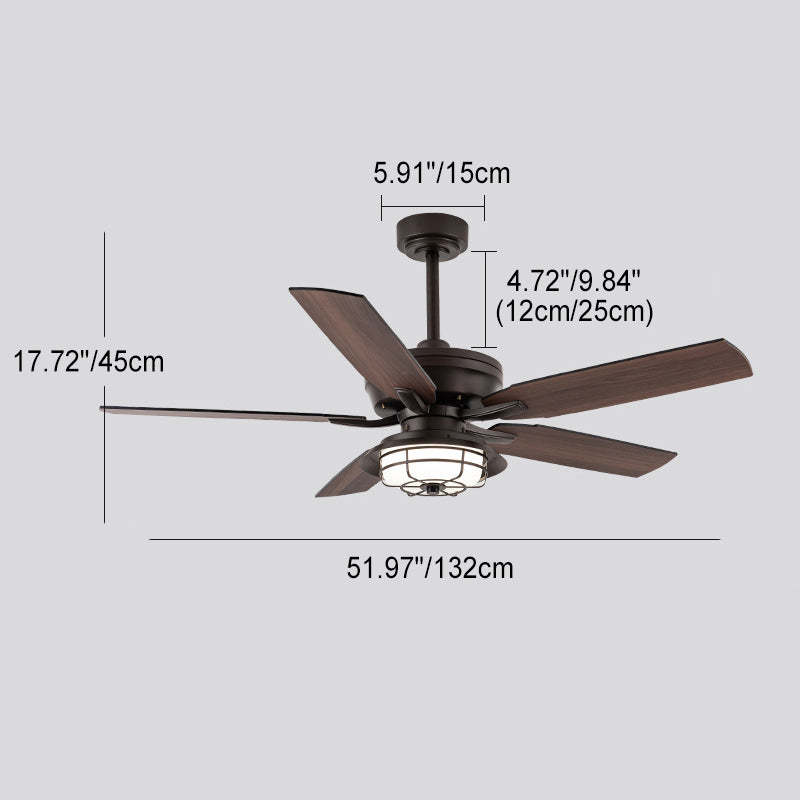 Industrial Wood Blade Ceiling Fan Light