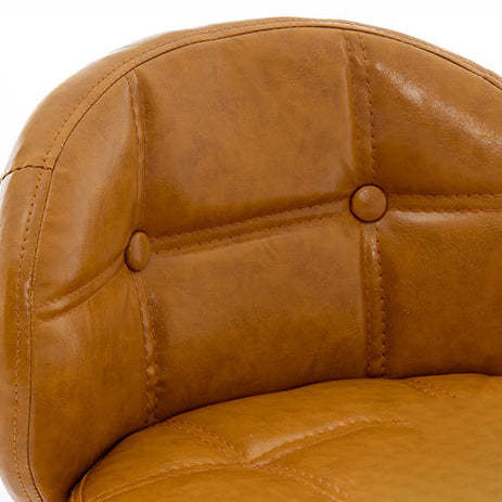 Minimalist Wood Leather Bar Stool — Wood Color / Red