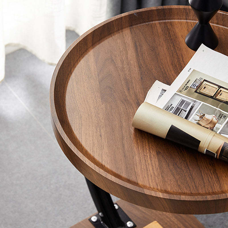 Transitional Wood Iron 2-Tier Coffee Table