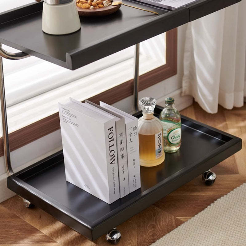 Nordic Wood Stainless Steel Movable Side Table 2-Tier