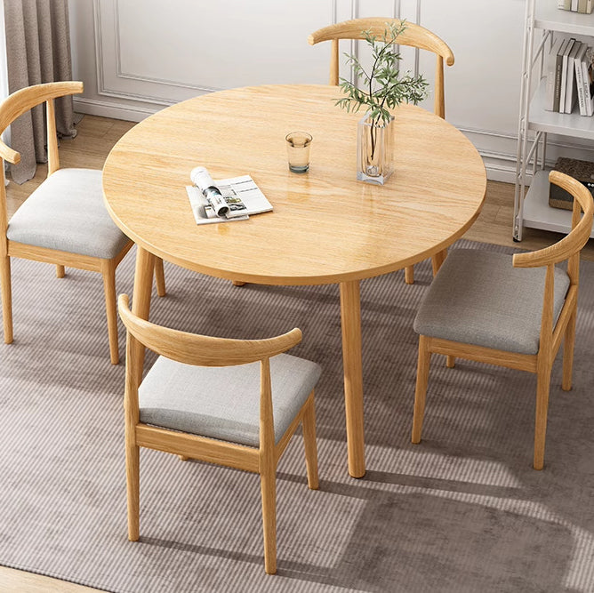 Minimalist Round Faux Slab Wood Dining Table