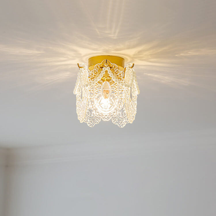 Gold glass chain palace semi-flush mount light - modern — Warm White (3000K) / 220V-240V (UK/AU)