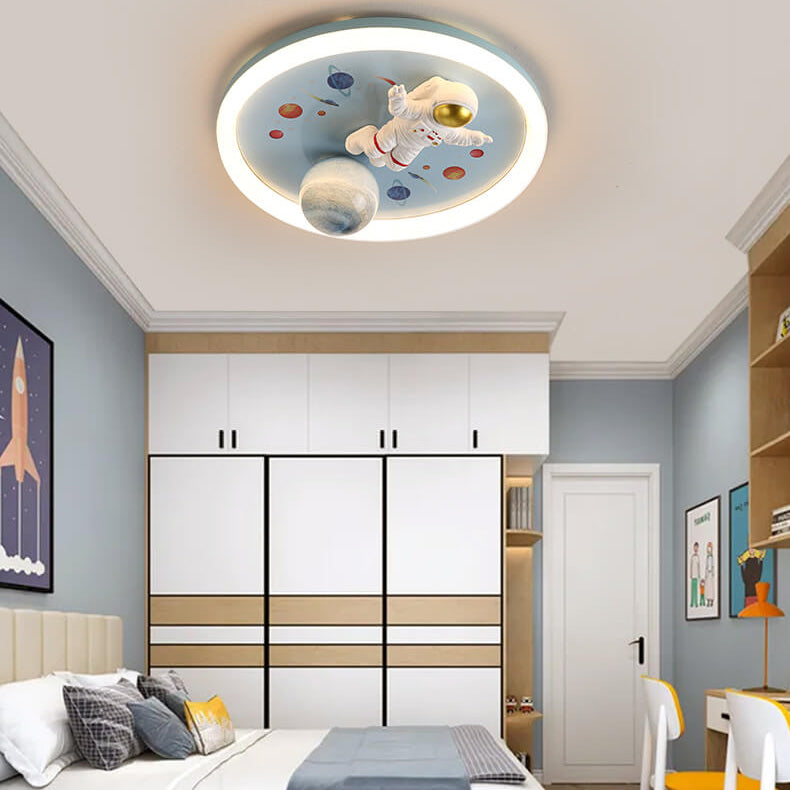 Cartoon Space Astronaut Resin LED Flush Mount Light