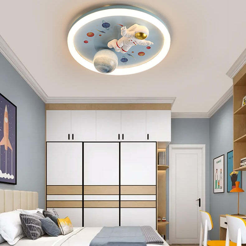 Cartoon Space Astronaut Resin LED Flush Mount Light