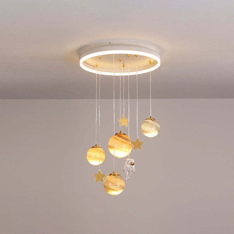 Scandinavian Space Planet Acrylic Glass LED Kids Flush Light
