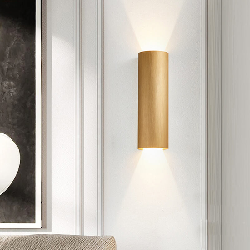 Minimalist Aluminum Cylindrical LED Sconce — Gold / 110V-120V For US/CA