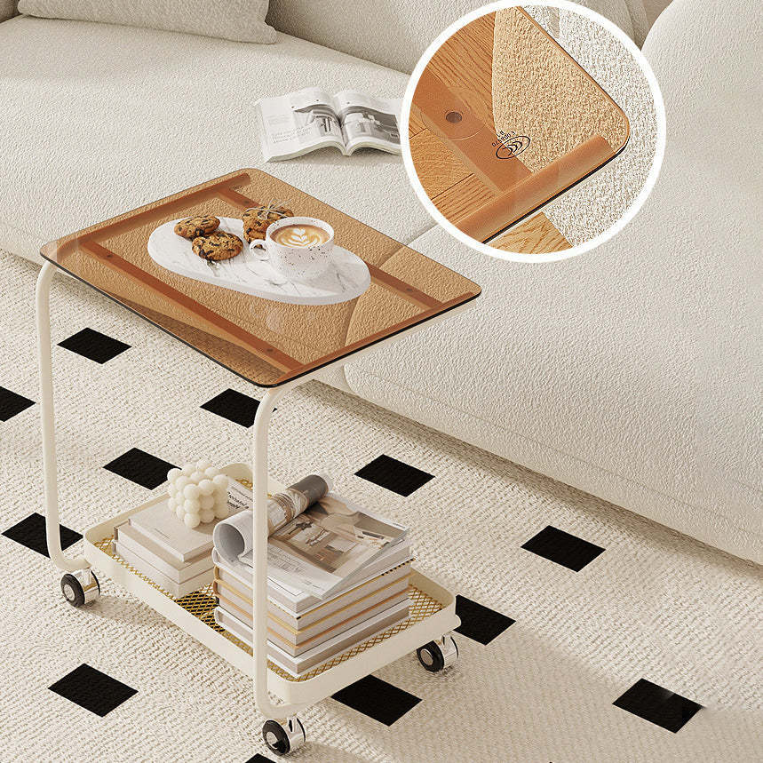 Scandinavian C-Shaped Glass Top End Table
