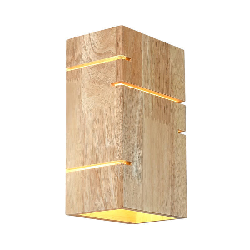 Japanese Minimalist Wooden Square Sconce