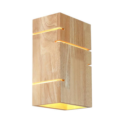 Japanese Minimalist Wooden Square Sconce