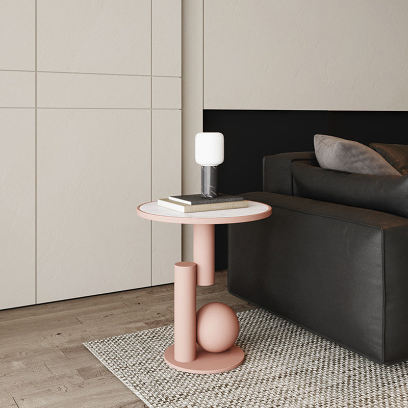 Scandinavian Cylinder Sintered Stone Side Table — Green