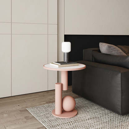 Scandinavian Cylinder Sintered Stone Side Table — Green
